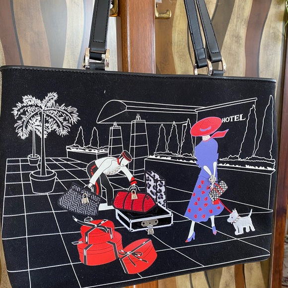 Villeroy & Boch “VB” Black & White Graphic Canvas Tote; Bellboy, Women & Dog - Picture 11 of 14